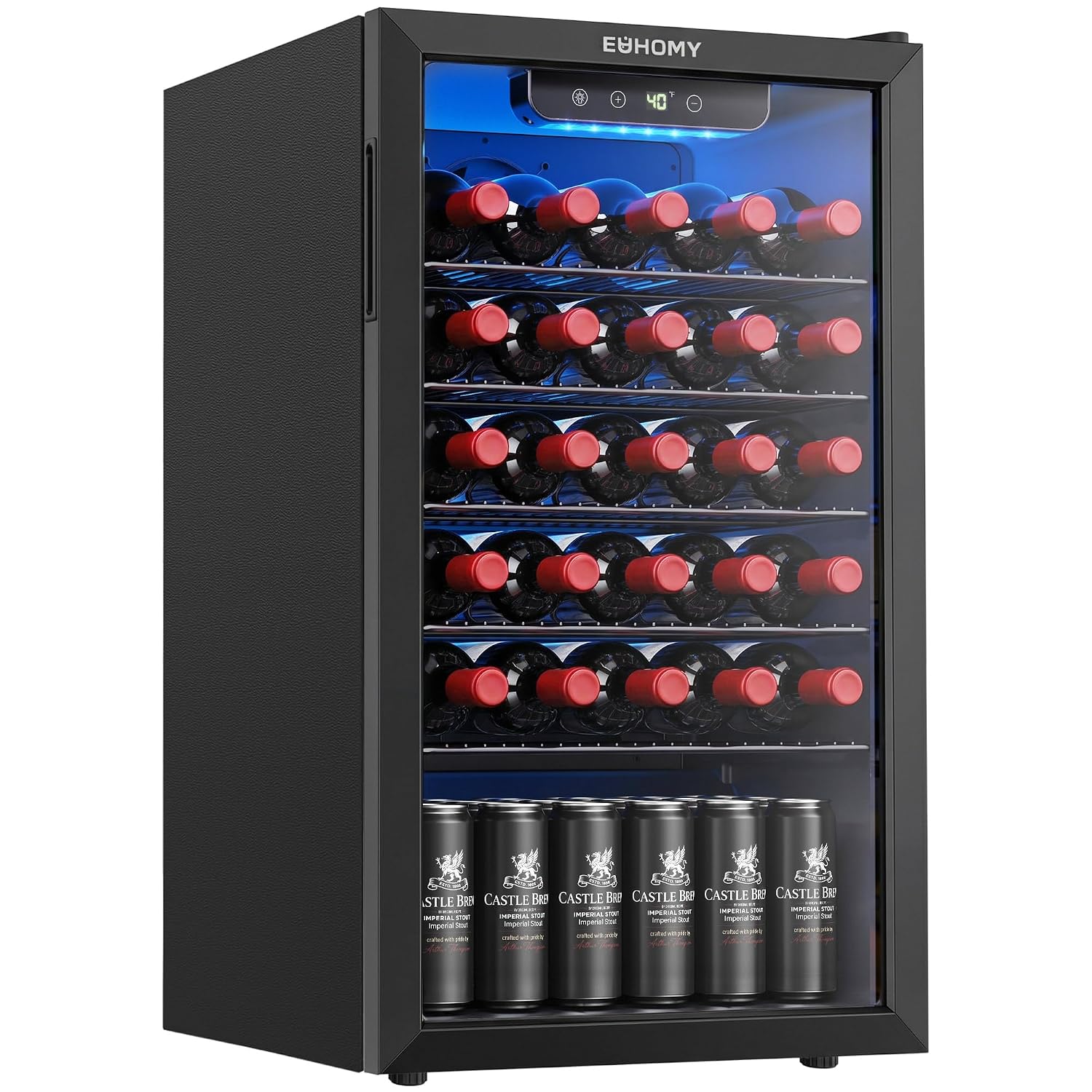 Home Bar And Fridge - 125-Dosen-Getränkekühler mit Glastür für Limonade, Bier,