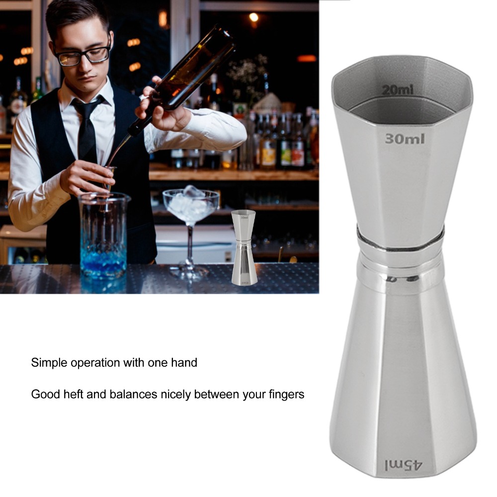 Jigger Double Sided - 304 Edelstahl Doppel-Cocktail-Jigger Achteckige Form Mit