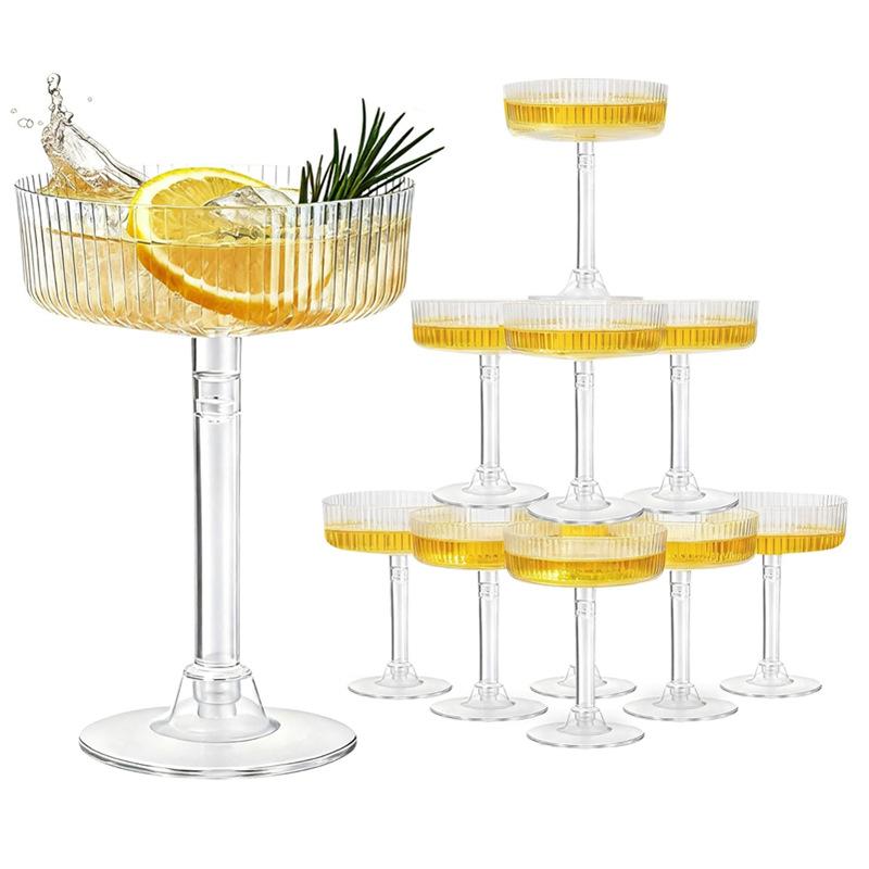 Home Bar Supplies - Klare Kunststoff-Martini-Dessertbecher, 10 Stück, Sektgläser für