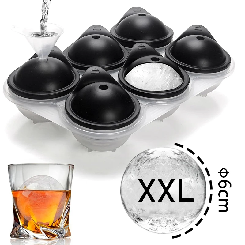 Ice Mold Sphere - Große Silikon-Eiswürfelform mit Deckel, große Eiskugelmaschine,