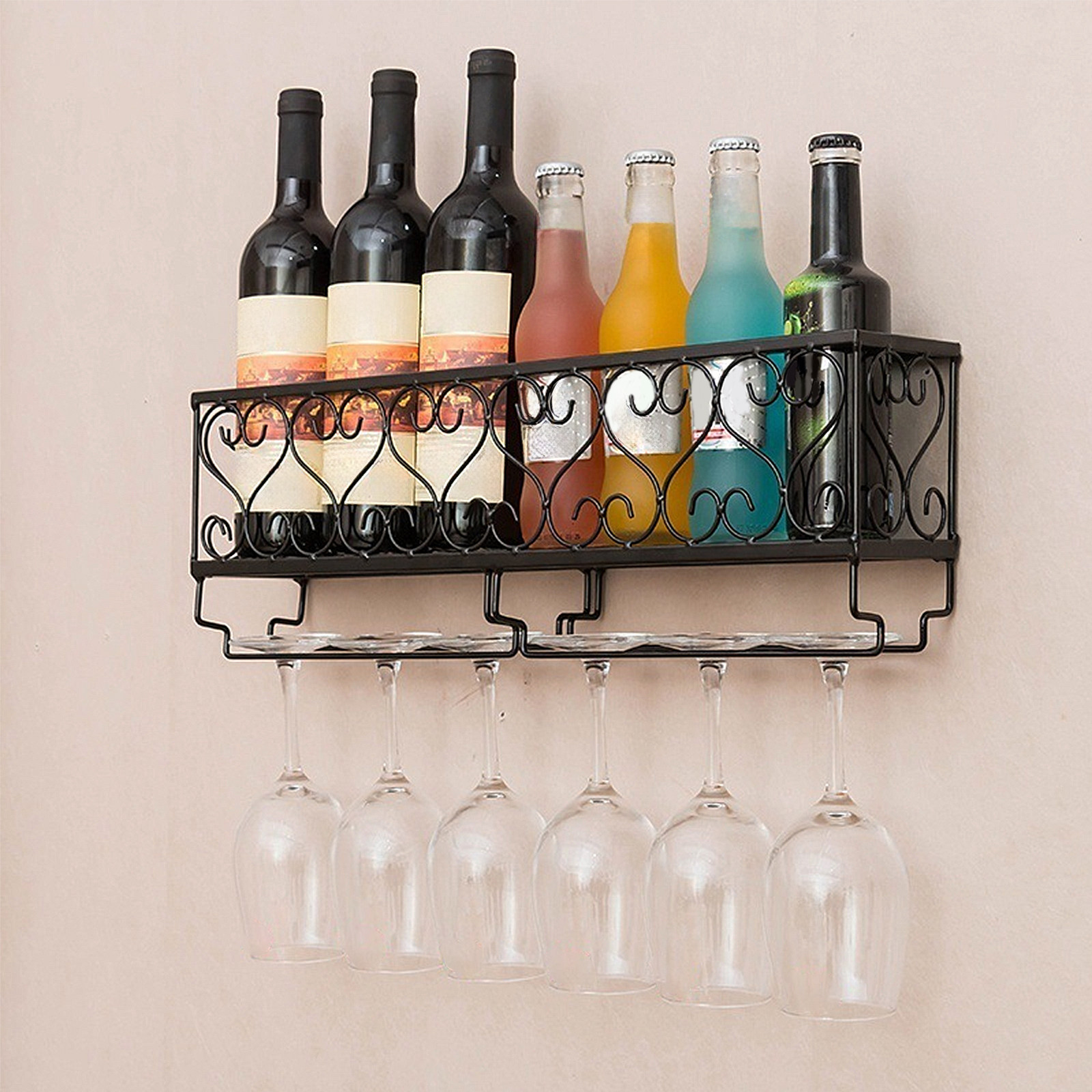 Home Bar Setup - 1 Stück Wandmontiertes Weinflaschenregal Hochwertiges Metall