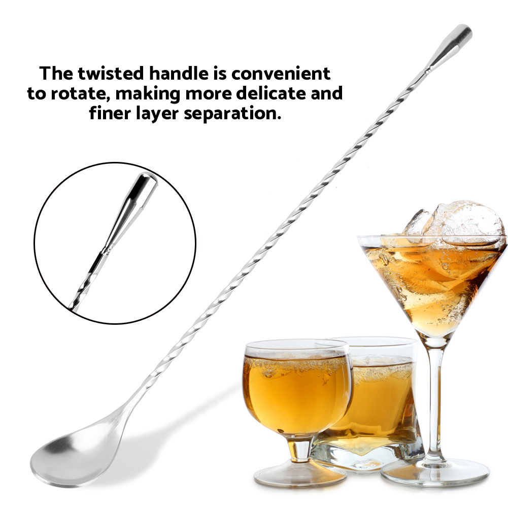 Bar Spoon Twisted - Barlöffel, Bar-Mischlöffel aus Edelstahl, Cocktail-Rührlöffel mit