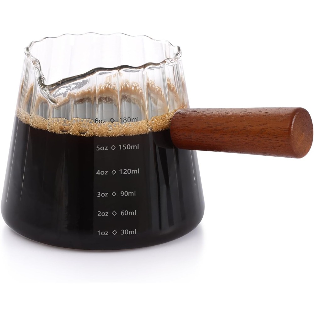 Home Barista - V-förmige Ausgießer-Espresso-Shotgläser 6 OZ mit Holzgriff
