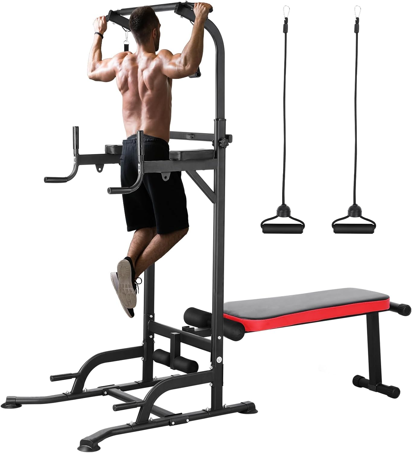Home Bar And Gym - Kraftturm mit Bank, Klimmzugstange, Dip-Station, 400