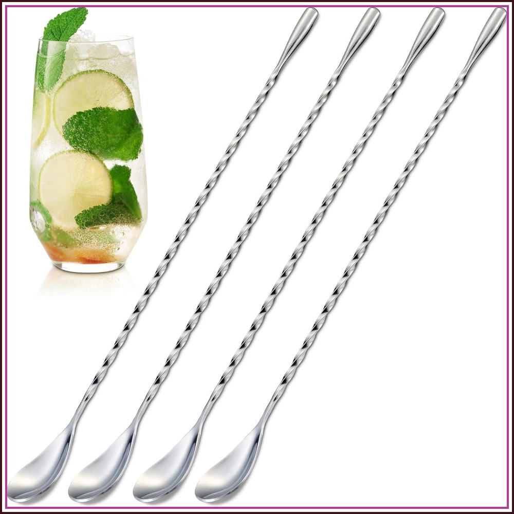 Bar Spoon Twisted - 4-teiliges Barlöffel-Set, 30 cm lang, 18/8
