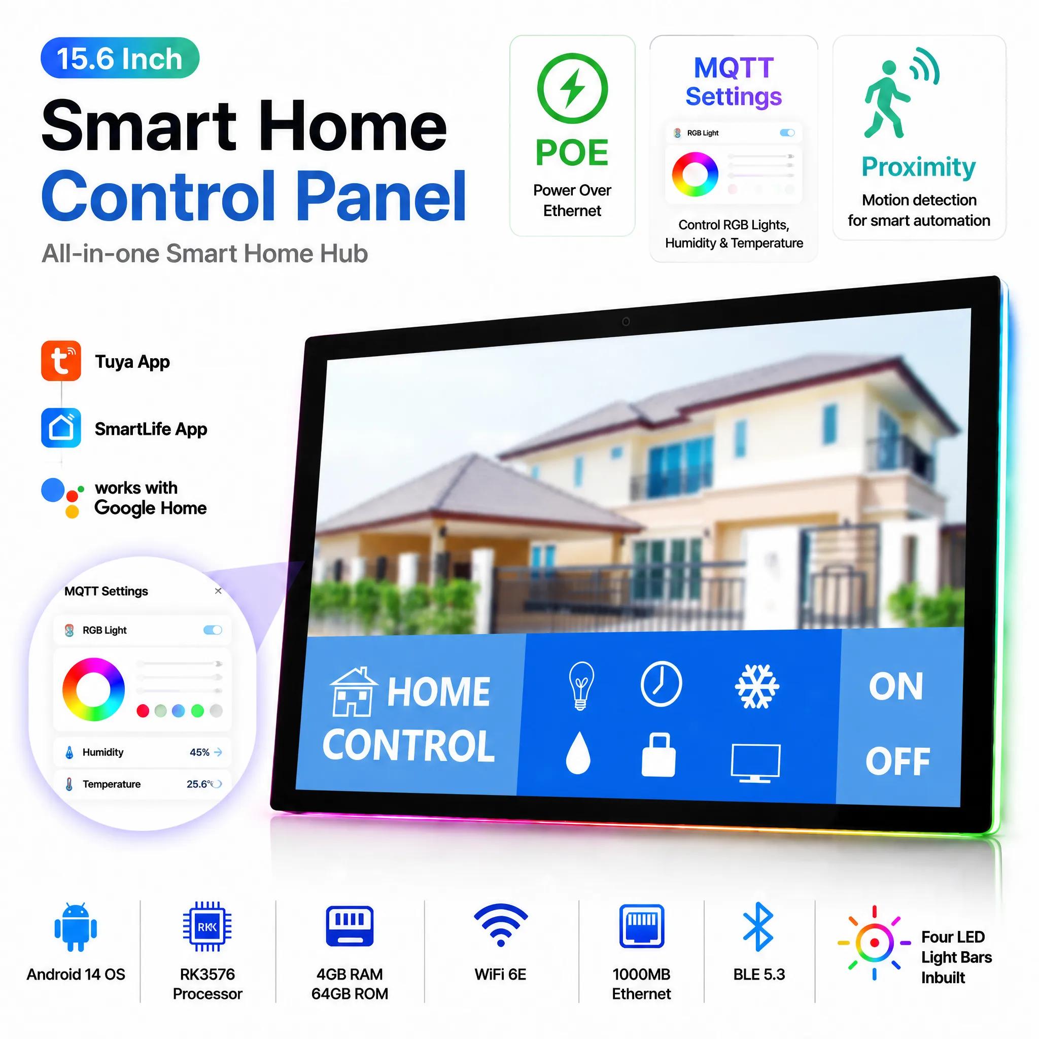 Home Bar Android - 15,6 Zoll Einbau-Smart-Home-Tablet Android 14, 4G+64G,