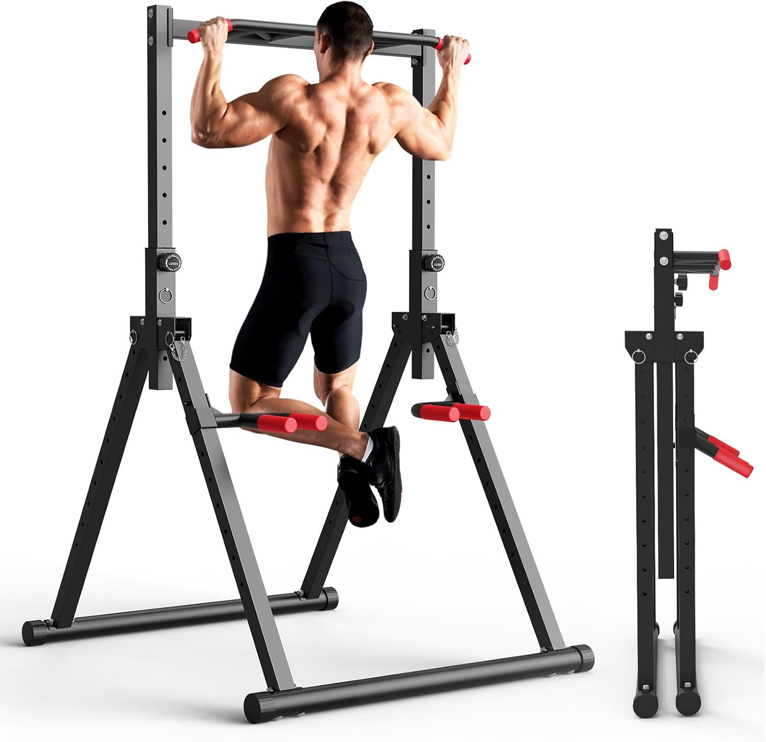 Home Bar And Gym - Faltbarer Power Tower Dip Station, freistehender