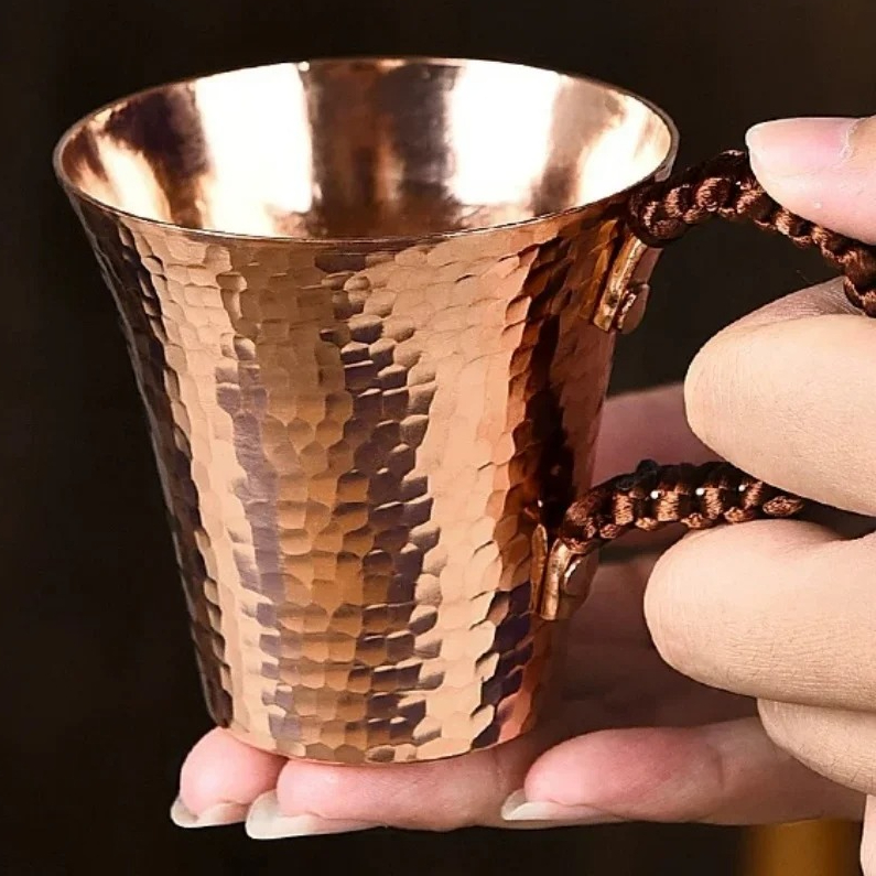 Mule Copper Mug - Vintage-Becher aus reinem Kupfer, handgefertigter Hammer-Textur-Gewebe-Griff,