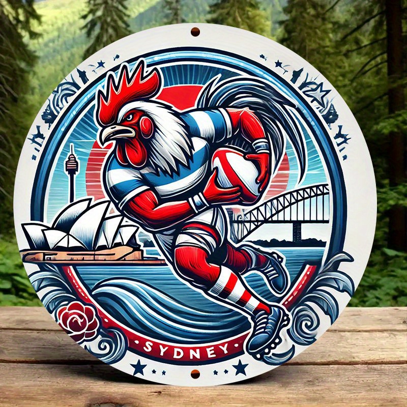 Home Bar Sydney - Eine lebendige Wanddekoration der Sydney Roosters,