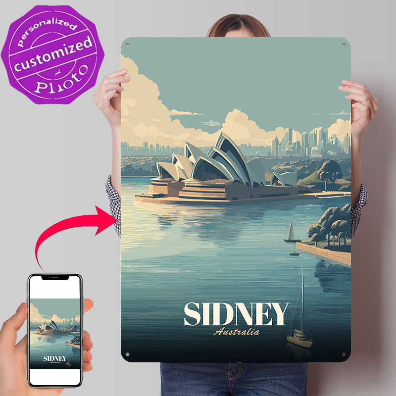 Home Bar Sydney - Sydney Opera House Reiseplakat Retro 3D-Gedruckte