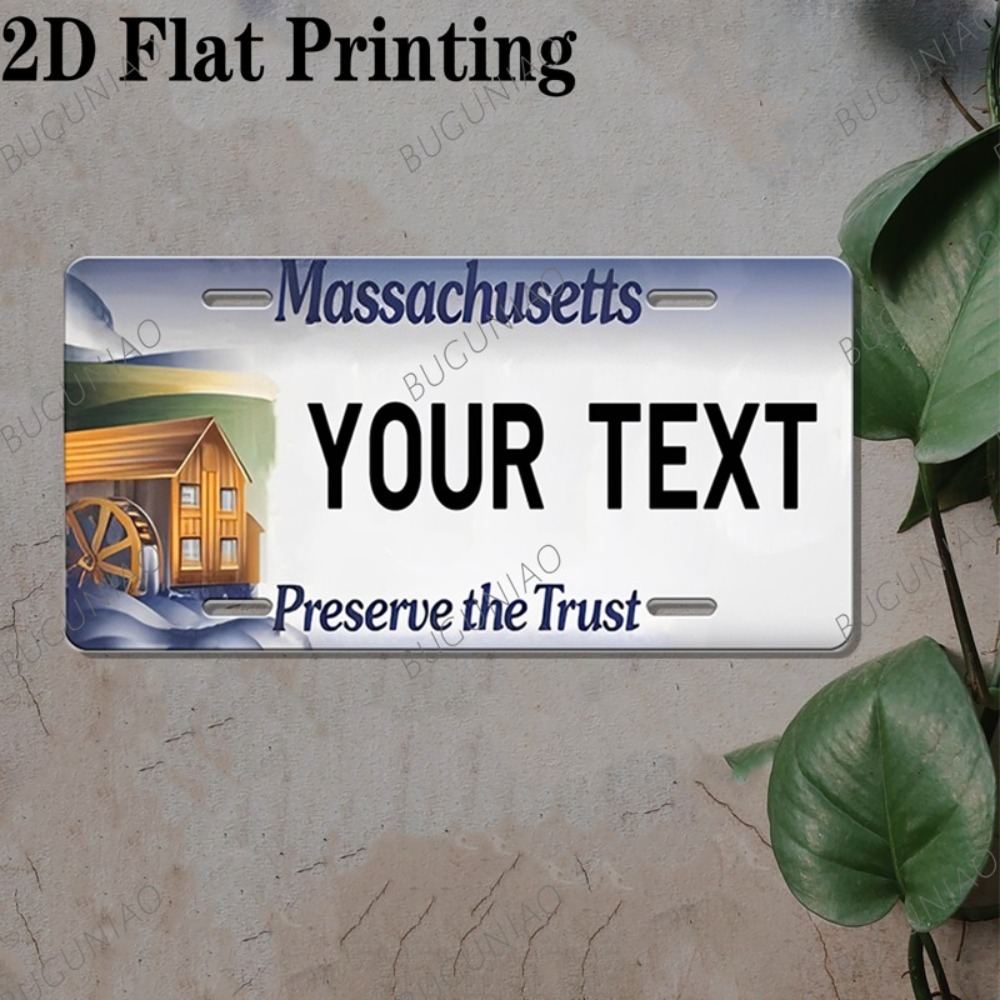Home Bar Cafe - 2D Flache 1-teilige personalisierte Massachusetts-Plakette, nur