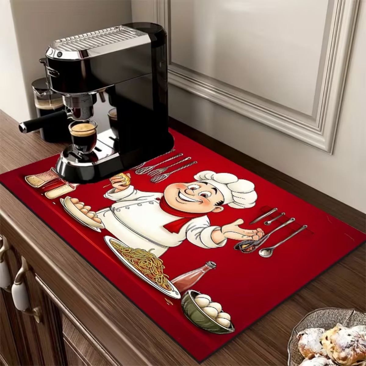 Bar Mat Rubber - Quadratische Küchen-Abtropfmatte mit Gummiboden, Rutschfest, Wasserabsorbierend,