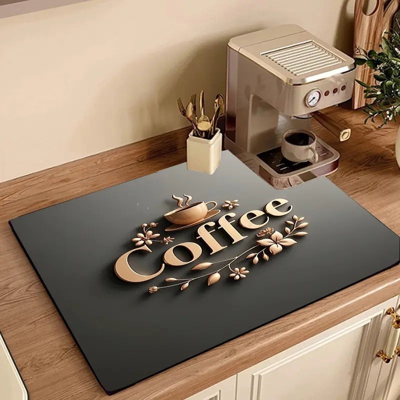 Bar Mat Rubber - Kaffee-Design Kaffeepad Saugfähige Matte Küche Rutschfeste