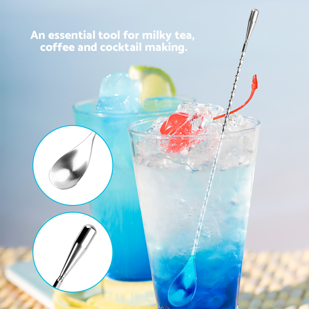 Bar Spoon Twisted - Barlöffel aus Edelstahl, Cocktail-Rührlöffel mit langem