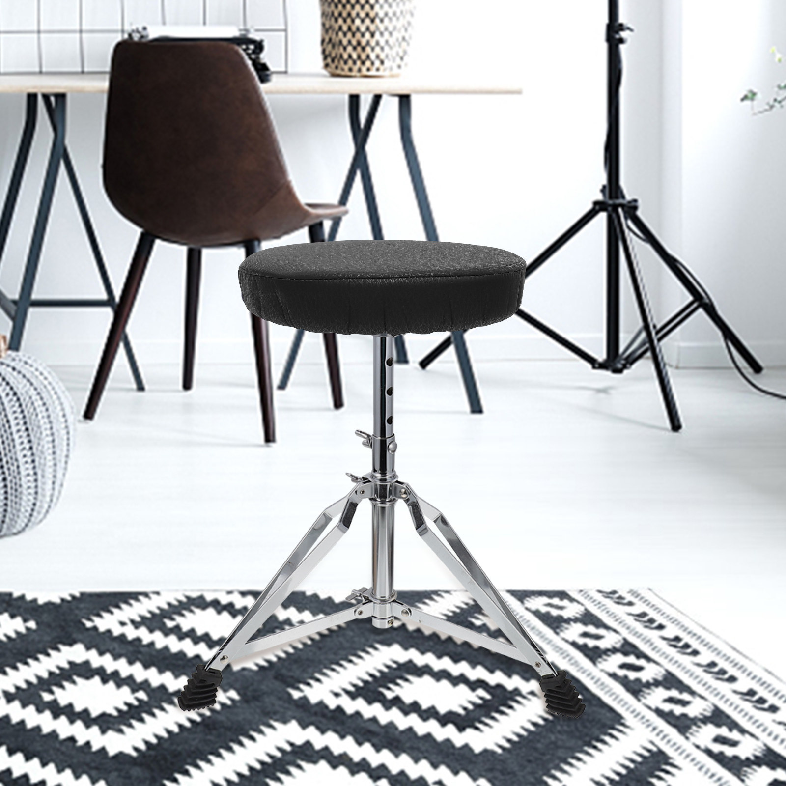 Home Bar Stools - Super Runder Hockerbezug aus schwarzem Baumwoll-Polyester