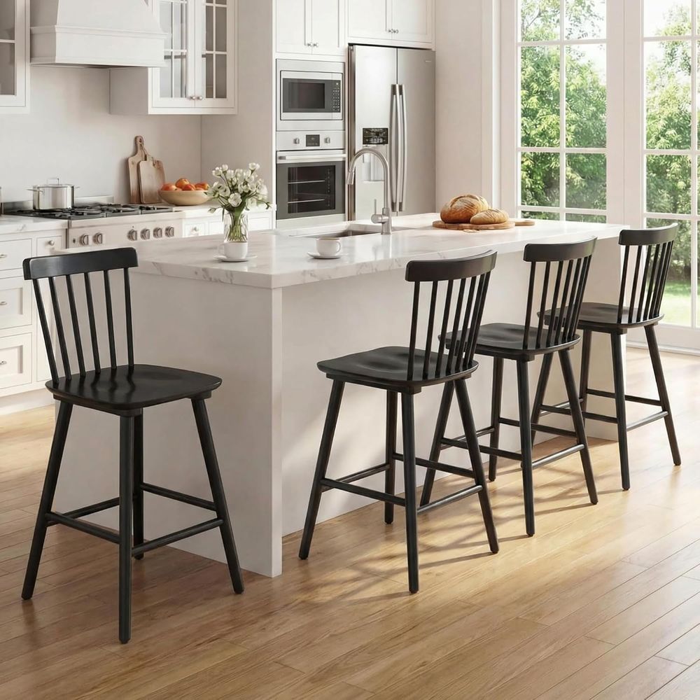 Home Bar Stools - 4er-Set, 26 Zoll hohe Holzbarhocker mit
