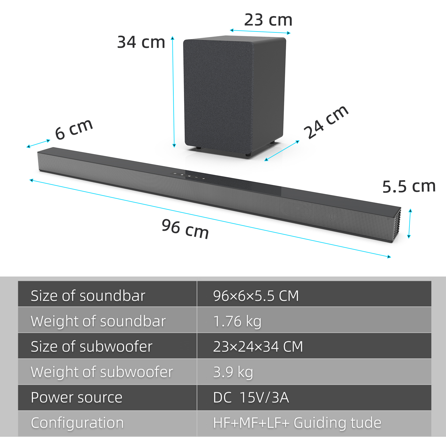 84W TV-Soundbar mit Subwoofer- – Home Bar And Theater Bewertung und Preis
