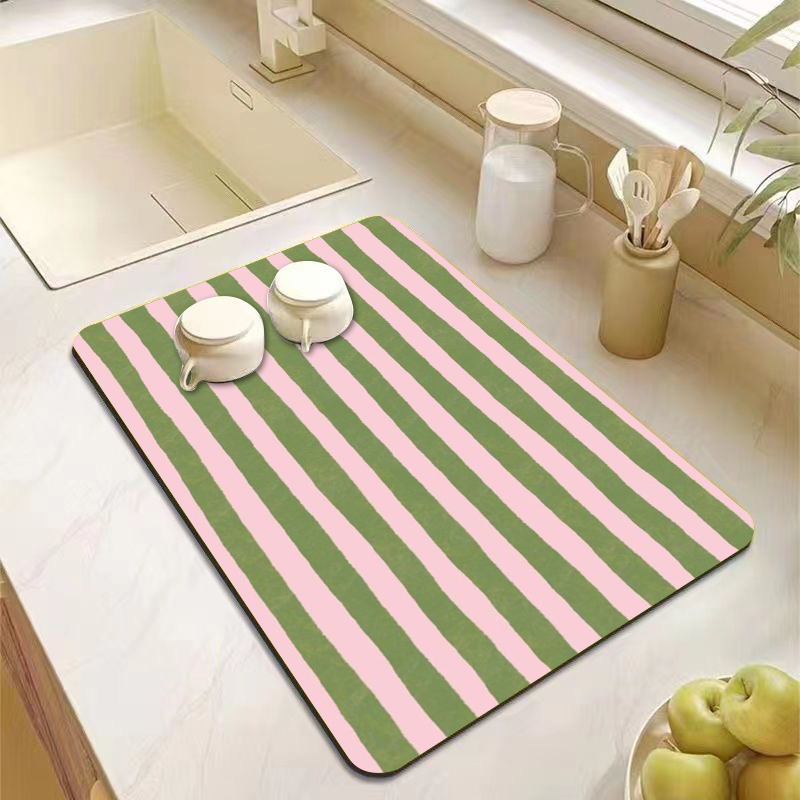 Ästhetische Rosa-Grün Gestreif – Bar Mat Rubber Bewertung und Preis