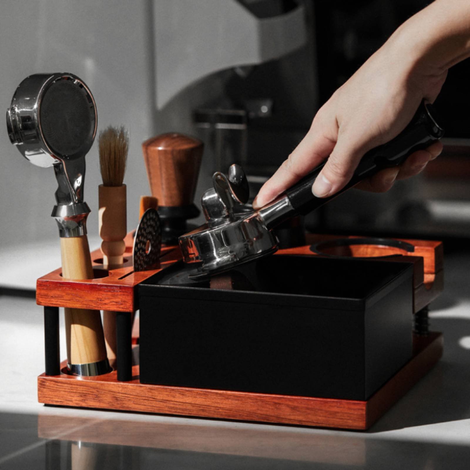 Holz-Tampstation Multifunktion – Home Barista Bewertung und Preis