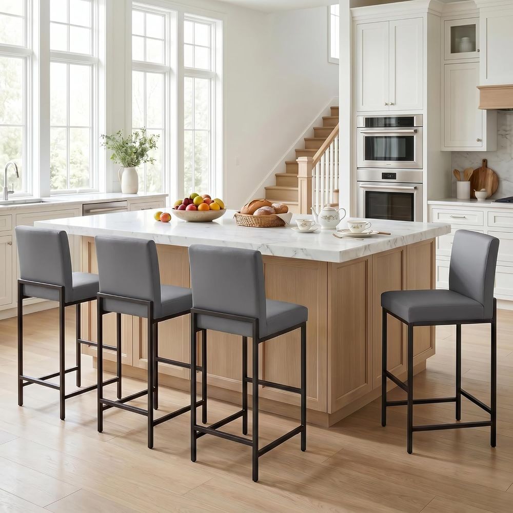 Set aus 4 grauen, gepolsterten – Home Bar Stools Bewertung und Preis