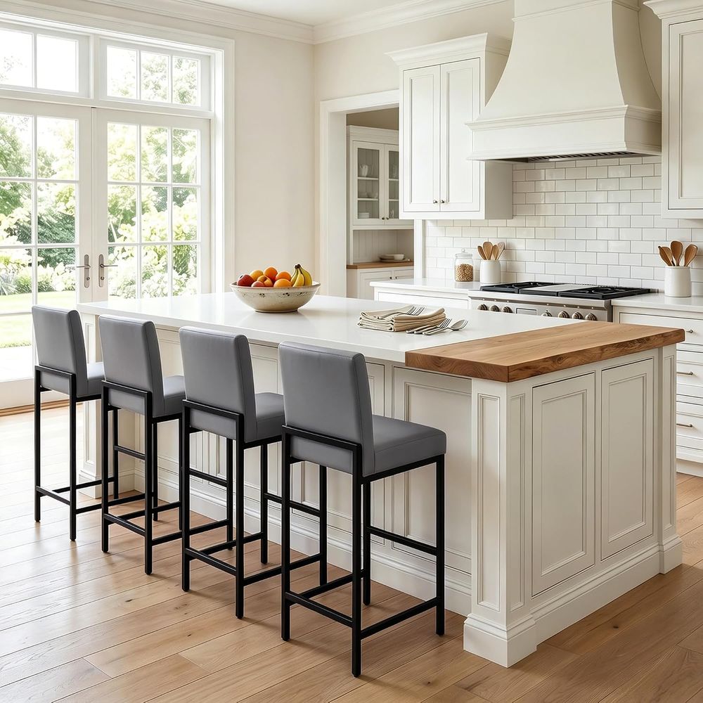 Set aus 4 grauen, gepolsterten – Home Bar Stools Bewertung und Preis